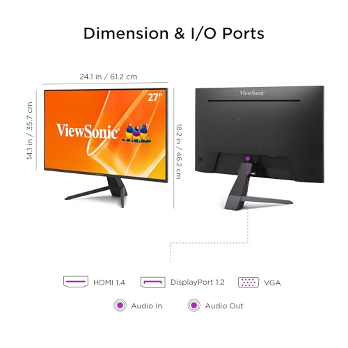 Image of ViewSonic VX2770-MHD 27 Inch 1080p Monitor, IPS Display with 120Hz and Variable Refresh Rate for Ultimate Home Entertainment, Eye Care Technology, HDMI, and DisplayPort Inputs