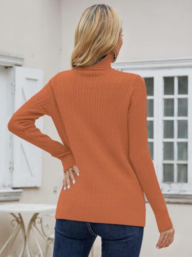 Image of SANGTREE Women's Cable Knit Sweater Long Sleeve Turtleneck Tops | Breathable and Warm Fabric Adapts to Climate Change,Making It Ideal for Autumn,Winter and Transitional Spring Days.