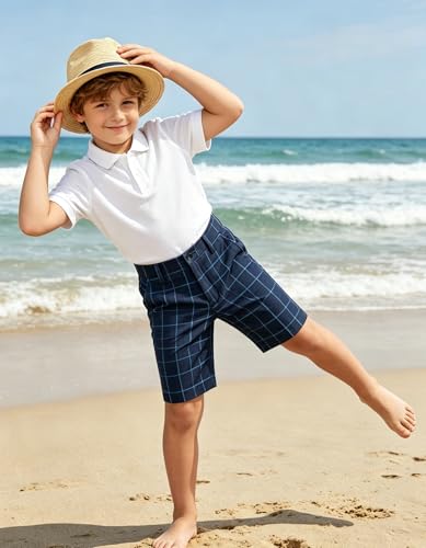 Image of Boy Shorts Kids Stretch School Uniform Clothes Flat Front Dress Casual Shorts with Pockets for Summer