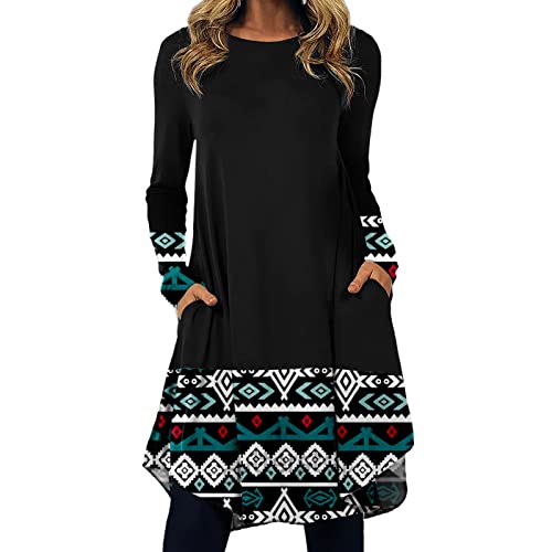 Robe à manches longues femmes style ethnique décontracté coupe longue