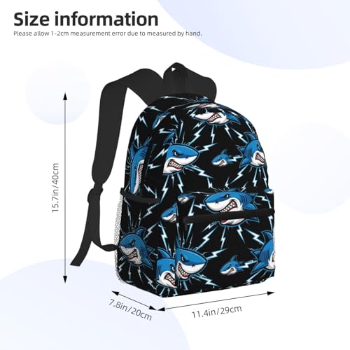 Durable Polyester Rucksack for Traveling & Camping Backpack Men Women, Blue Fierce Shark Bags, Large Capacity Multipurpose Anti-Theft Bookbag Waterproof4