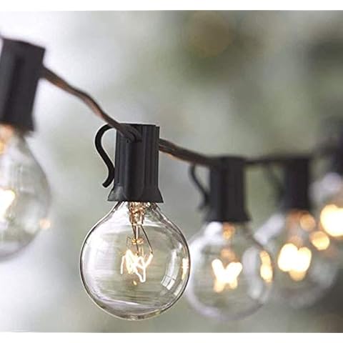 Lemontec 2-Pack String Lights, 50FT Vintage Backyard Patio String Light with 50 Clear Globe Bulbs-UL Listed for Indoor/Outdoor Use Globe Light Tents Market Cafe Porch Party, 2 Pack 50 Bulbs 50FT Cover