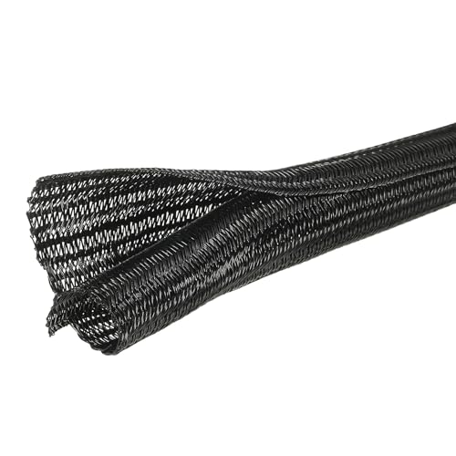 Gaine tressée extensible PET noir de 7,6m isolante pour fils TV