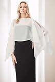 BABEYOND Damski szal szyfonowy - elegancki szal na imprezy, wesela, formalne wydarzenia, biały, One Size (Fits XS to 2X)