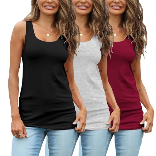 Image of TAIPOVE Womens Extra Long Tunic Tank Tops Cotton Camisoles Basic Layering Sleeveless Undershirts 3 Pack