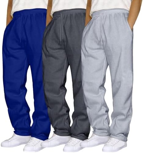 Aniywn Mens 3 Pack Sweatpants Baggy Running Sports Pants Loose Casual Trousers Elastic Waist Drawstring Jogger Sweatpants