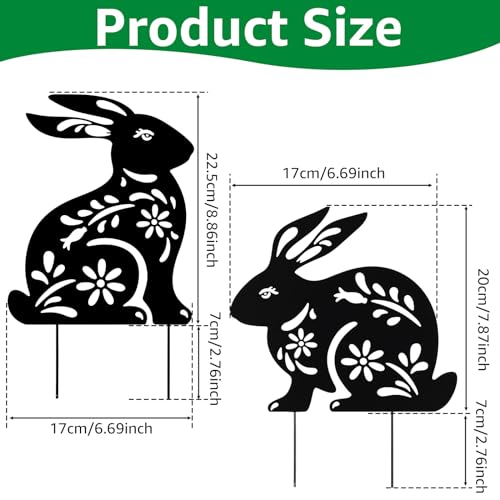 Hvxrjkn 0100426972542 2Pcs Bunny Garden Stakes Metal Bunny Stakes Metal Garden Rabbit Decorations Statues Creative Rabbit Silhouette Lawn Stakes Decorative Black Rabbit Yard Art thumb #1