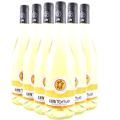 Côtes de Gascogne Les Tortues Gros et Petit Manseng Blanc 2021 - Domaine d'Uby - Vin IGP Blanc du Sud-Ouest - Lot de 6x75cl - Cépages Petit Manseng, Gros Manseng