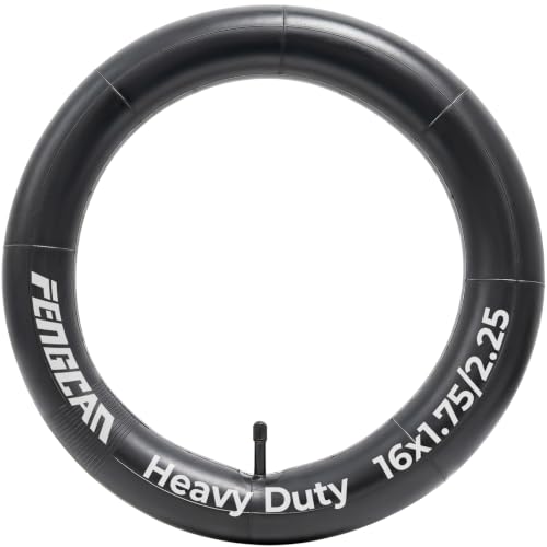 16x1.75/2.25 Heavy Duty Bike Tube 16x1.75/1.95/2.0/2.10/2.125/2.25 Replacement Bicycle Tube(Single) Reliable 16 x 1.75-2.25 Bike Inner Tube AV32mm Schrader Valve for City/Road/Kids Cycling Scenarios