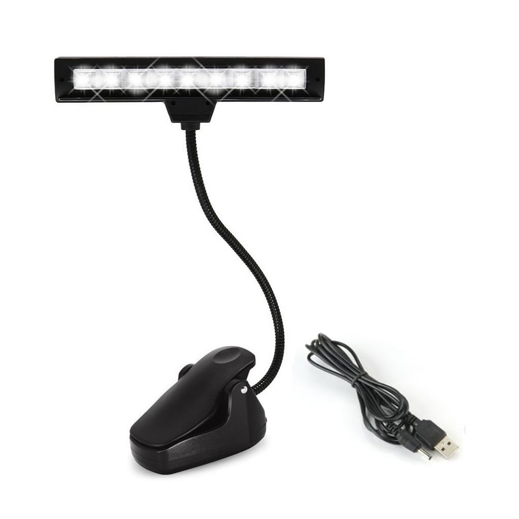 Lámpara de libro portátil con soporte de música LED con cuello Flexible iluminación de Camping para el hogar suministros de práctica de estudio