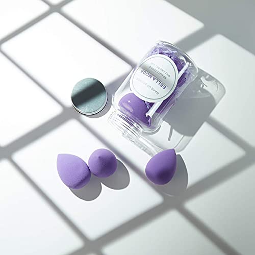 BELLA MODA Sponges Blender Puff for Powder, Liquid and Cream Makeup 4PCS Purple Beauty Blending Sponge Foundations Powders Wet and Dry Used