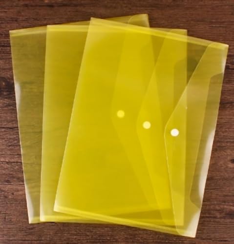 AZIEBAY 名刺ホルダー付き透明A4プラスチックスナップファイルバッグ50枚、ラベルスタイル学生科目テスト用紙情報バッグ