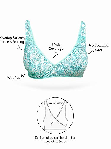 Image of Inner Sense Organic Cotton Bamboo Nursing Bra for Women I Overlap Feeding Bra with High Coverage and Wire-Free Design I Sleep Maternity Wear Without Padding