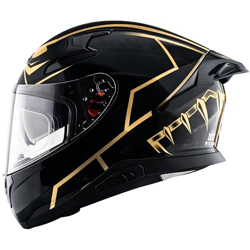 Image of Axor Apex Marvel Black Panther ISI ECE and DOT Certified Full Face Helmet for Men and Women with Dual Visors-Black Gold-L