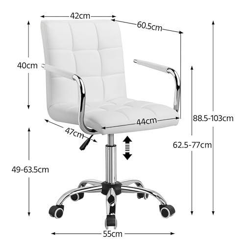 Bürostuhl in Weiß von Yaheetech – Drehstuhl für Schreibtisch und Büro