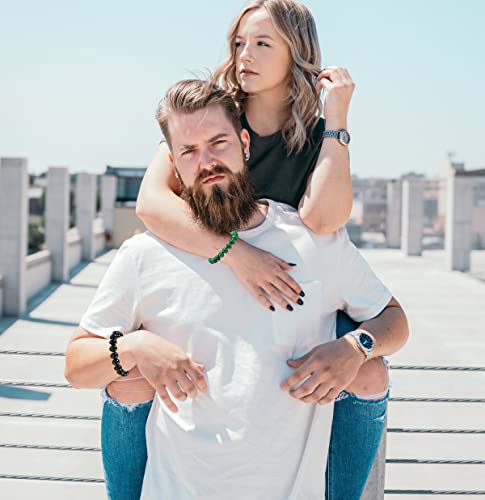 SONNYX 1-8 PCS 10mm Natural Stone Semi-Precious Gemstones Beaded Bracelets for Men Women Crystal Stretch Beaded Bracelet Unisex 5