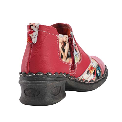 TMA EYES Women's Leather Ankle Booties Casual Shoes Pull on with Zipper for Outdoor2