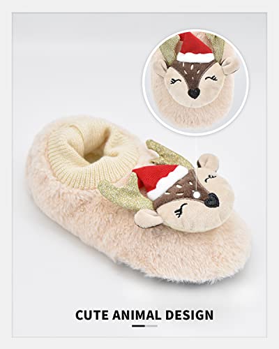 Image of DICUIRD Women's Animal Gripper Slipper Socks, Soft Sole House Slippers | Cute animal fuzzy sock slippers with flexible soft soles and non-slip grippers for comfy everyday indoor wear