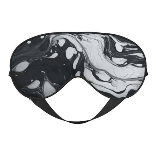 Máscara de ojos suave con estampado de mármol blanco y negro con correa ajustable, para dormir en avión o siesta