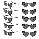 10 Pairs Wholesale Party Love Heart Fashion Sunglasses Bulk for Women Men UV400 (Black)