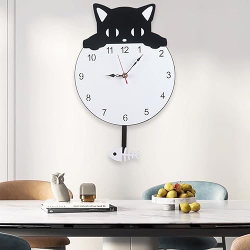 Horloge chat à queue mobile cadeau idéal de décoration murale chambre enfant