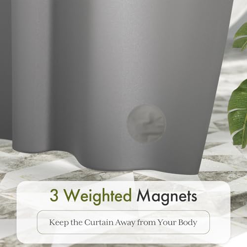 Image of Bathway Shower Curtain Liner, Grey Shower Curtain Liner 72x72 PEVA Waterproof Shower Curtain Liner Plastic with 3 Magnets and 12 Rustproof Metal Grommets, Lightweight Shower Liner for Bathroom