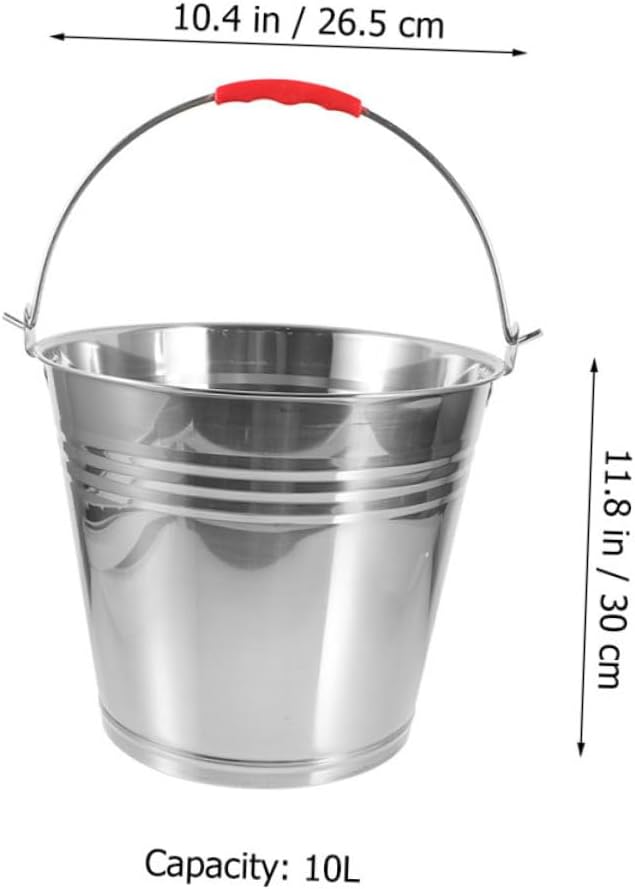Portable Stainless Steel Horse Feeding Bucket Multipurpose Water Storage Bucket for Home and Durable for Feed Cleaning Products and More