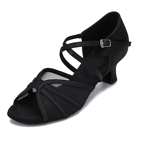 Image of Women's Ballroom Dance Shoes Latin Salsa Dancing Shoes Cross Strap 2.5inch Heel 3inch Heel ZB04