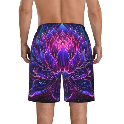 Lotus Flower Psychedelic Energy and Spiritual Neon Purple Men's Quick Dry Swim Trunks Surfing Beach Mesh Board Shorts3