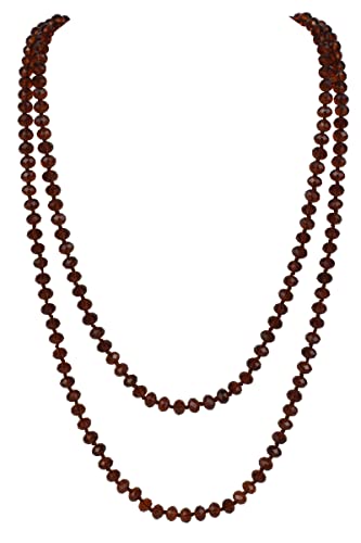 Firstmeet Fashion Glass Beads Rope Knot Long Bead Necklace Versatile 60" Strand Costume Jewelry For Women And Men (Xl-1030-Dark Brown) #TOP3