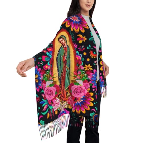 Puurbol Virgen de Guadalupe Scarf Wrap Shawl Mexican Art Virgin Mary Rebozos Mexicanos