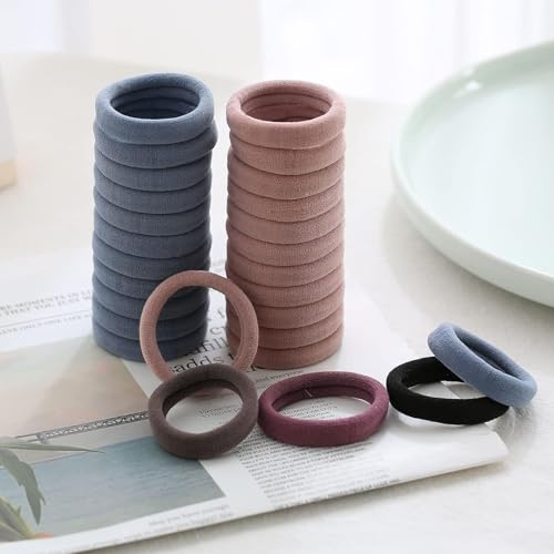 Image of Bessrung 100PCS Seamless Thick Elastic Hair Ties No Damage for Women Girls | Natural Color Hair Elastics, Stretchy Hair Bands, Soft Ponytail Holders for Thick & Thin Hair, Hair Accessories for Daily Use