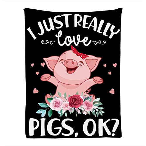 Ottoy I Just Really Like Pigs Super Soft Micro Fleece Blankets Quilt Plush Lightweight Dual-Sided Decorative Couch, Sofa, Travel, Lap, Bed Throw Blanket,120