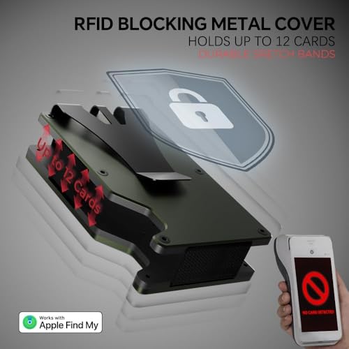 Air Wallet Build-in Finder Tag - Smart Tracker Wallet with Apple Find My, RFID Blocking Slim Wallet, Trackable Minimalist Front Pocket Credit Card Holder & Detachable Money Clip (Air, Army green)3