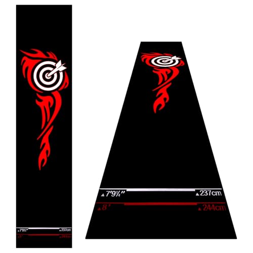 Thmins Dartmatte mit Oche-Linie für Dartboards rutschfeste Bodenmatte mit Standard-Wurfweiten und schützender Oberfläche Schwarz