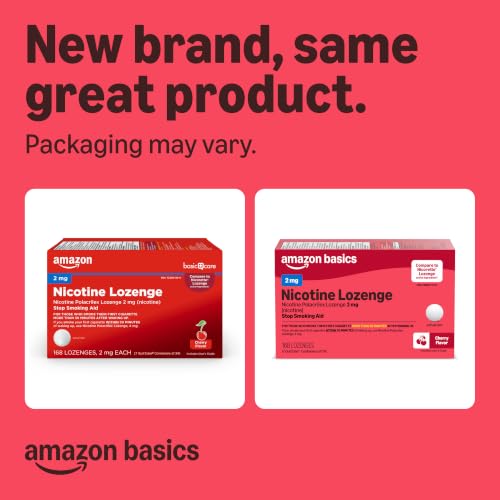 Amazon Basics Nicotine Polacrilex Lozenge 2 mg, Cherry Flavor, Stop Smoking Aid, 168 Count (Previously Amazon Basic Care) - image 2