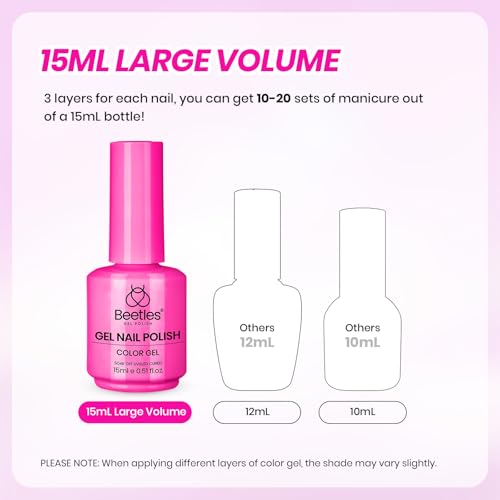 Image of Beetles French Gel Nail Polish Kit, 2 Colors 15ml Nude Pink and Hot Pink Gel Polish Set with French Tip Nail Stickers UV LED Soak Off Color Gel for DIY Pink French Manicure Nail Art