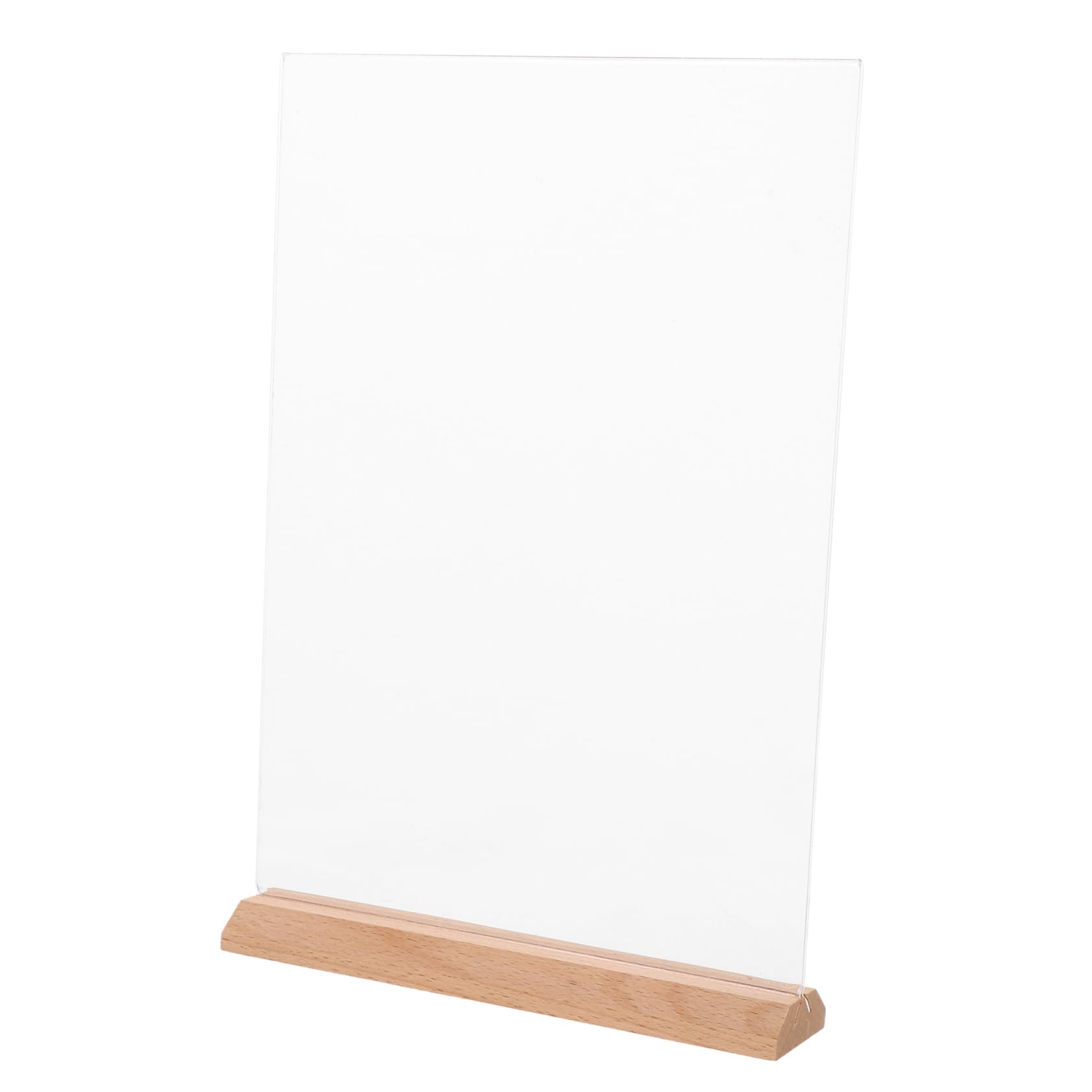 SHINEOFI 2piezas Soporte De Menú Acrílico Doble Cara Con Base De Madera Expositor Para Mesas Soporte Para Carteles Para Restaurantes y