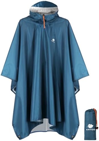 ANYOO Waterproof Rain Poncho Reusable Multipurpose Raincoat with ...
