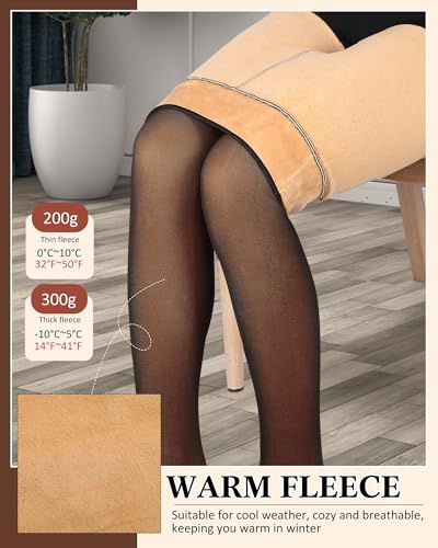 Image of Foaincore 4 Pairs Fleece Lined Tights Women