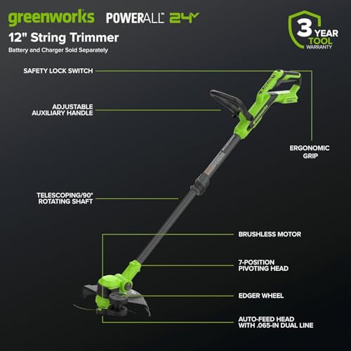 Image of Greenworks 24V 12 inch Brushless String Trimmer + (270 CFM / 130 MPH) Brushless Compact Leaf Blower (Tool Only Combo)