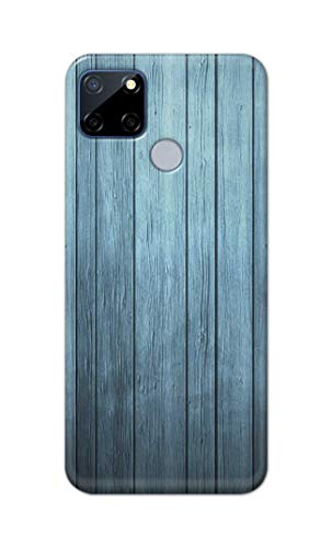 Image of Printed Hard Back Cover Case for Realme C12 Back Cover (Wooden Blue) -1302