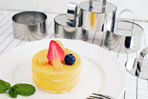 Uncle Jack Professional Stainless Steel Round Food Tower Presentation Cooking Rings With Food Press(Round Forms 4 Sets) #TOP6