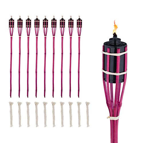 Torche Jardin Bambou - Éclairage Extérieur sans Électricité de 90 cm Rose