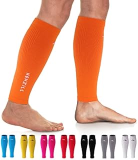 NEWZILL Compression Calf Sleeves (20-30mmHg) for Men & Women - Perfect Option to Our Compression Socks - For Running, Shin Splint, Medical, Travel, Nursing, Cycling (L/XL, Solid Orange)