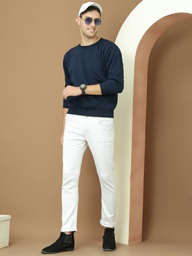 Image of Mack Jonney Fleece Regular Fit Solid Round Neck Sweatshirt for Men-MACK639877