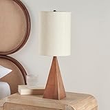 Nourison Home 21' Copper Finish Wood Triangle Table Lamp for Bedroom, Living Room, Dining, Office, Entryway