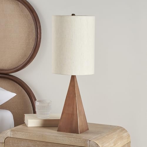 Lámpara de Mesa Triangular de Madera Acabado Cobre 21"