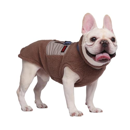 FEimaX Warme Hundemantel Winddichte Haustier Winter Fleece Hundejacke Winterweste mit D-Ring Hundekleidung Welpenjacke für Kleine Mittlere Hunde