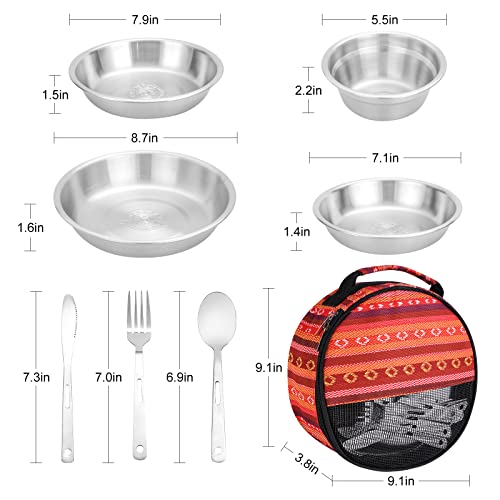 image for CONJGI Camping Mess Kits - 28pcs Camping Dinnerware Set Camping Gifts 